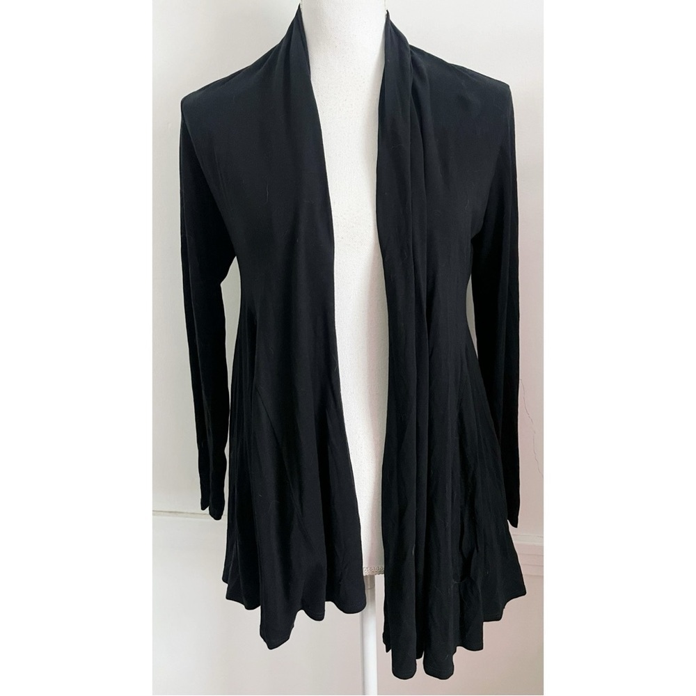 Eileen Fisher • Black Open Front Drapey Cardigan